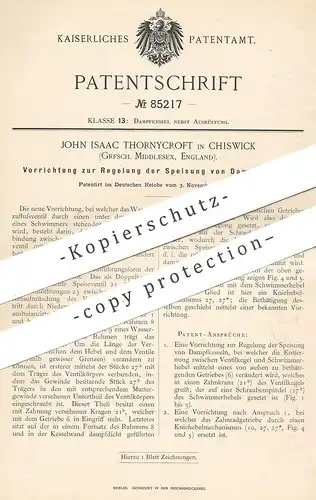 original Patent - John Isaac Thornycroft , Chiswick , Grafschaft Middlesex , England | Speisung der Dampfkessel | Kessel