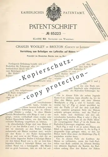 original Patent - Charles Wooley , Brixton , County of London 1894 , Befestigen von Luftreifen auf Rädern | Reifen , Rad