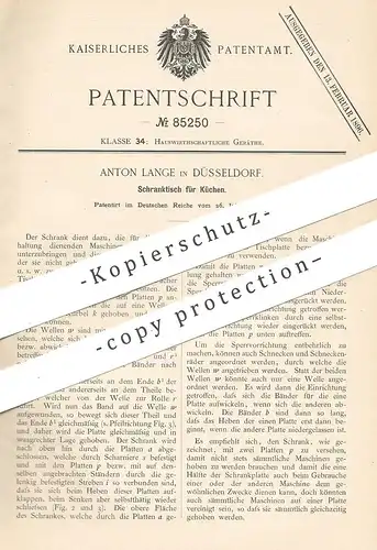 original Patent - Anton Lange , Düsseldorf , 1895 , Schranktisch für Küchen | Schrank , Tisch , Möbel , Küchenschrank !