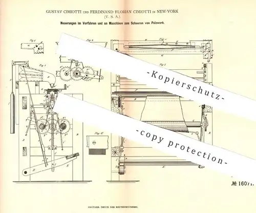 original Patent - Gustav u. Ferdinand Florian Cimiotti , New York , USA , 1880 , Scheren von Pelzwerk | Pelz , Fell !!