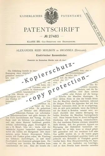 original Patent - Alexander Reid Molison , Swansea , England , 1883 , Elektrischer Gasanzünder | Gas , Zünder , Gasmotor