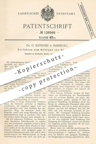 original Patent - Dr. O. Kröhnke , Hamburg , 1900 , Reinigen der Abwässer | Abwasser , Wasser , Kläranlage , Klärgrube