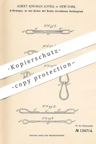 original Patent - Albert Kingman Lovell , New York , 1901 , U-förmiges Kettenglied mit Ösen | Kette , Ketten , Schmuck
