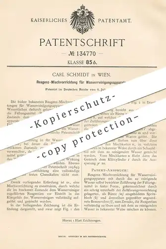 original Patent - Carl Schmidt , Wien , 1901 , Reagenz-Mischvorrichtung zur Wasserreinigung | Wasser | Reagentien