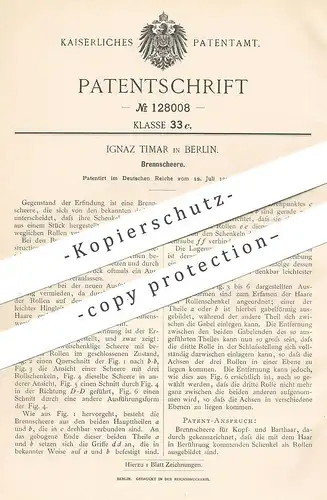 original Patent - Ignaz Timar , Berlin , 1900 , Brennschere | Haarschere , Schere , Friseur , Haare , Bart , Frisur !!
