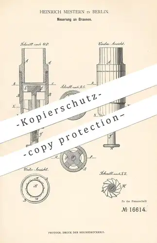 original Patent - Heinrich Mestern , Berlin , 1881 , Brause , Brausen | Dusche , Badewanne , Wasserhahn , Wasserleitung