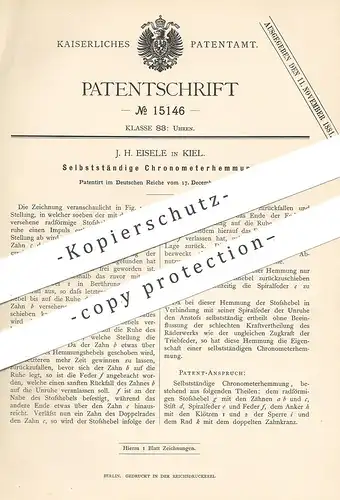 original Patent - J. H. Eisele , Kiel , 1880 , Chronometerhemmung | Chronometer - Hemmung | Uhr , Uhren , Uhrmacher !!!