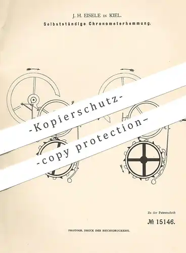 original Patent - J. H. Eisele , Kiel , 1880 , Chronometerhemmung | Chronometer - Hemmung | Uhr , Uhren , Uhrmacher !!!