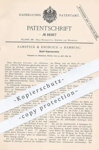 original Patent - Ramspeck & Knoblich , Hamburg , 1892 , Relief - Kopiermaschine | Struktur - Holz | Modell , Tischler !