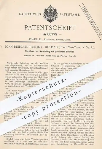 original Patent - John Bleecker Tibbets , Hoosac , New York , USA , 1894 , gefärbtes Bleiweiß | Bleicarbonat , Blei !