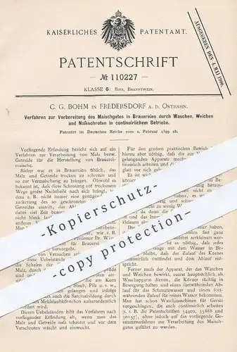 original Patent - C. G. Bohm , Fredersdorf / Berlin , 1899 , Vorbereitung von Maische in Brauerei | Bier brauen | Malz !