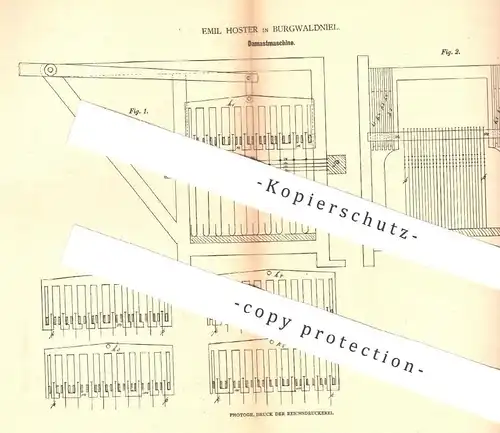 original Patent - Emil Hoster , Burgwaldniel , 1880 , Damastmaschine | Damast , Jacquard | Weben , Weberei , Weber !!