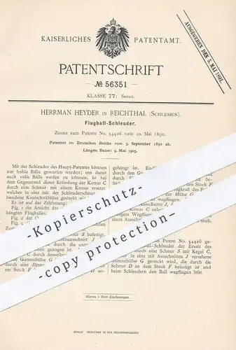 original Patent - Herrman Heyder , Reichthal , Schlesien , 1890 , Flugball - Schleuder | Ball , Bälle , Kegel , Sport !!