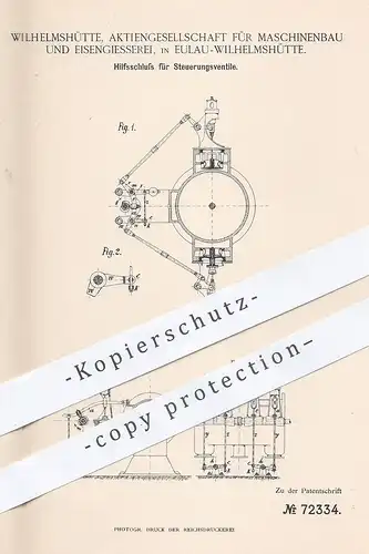 original Patent - AG für Maschinenbau & Eisengiesserei , Eulau - Wilhelmshütte , 1893 , Steuerungsventil | Dampfmaschine