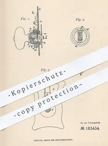 original Patent - August Müller , Witzenhausen , Kassel , 1906 , Sicherheitsschloss | Schloss , Türschloss , Schlosser