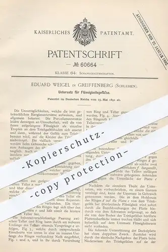 original Patent - Eduard Weigel , Greiffenberg / Schlesien / Uckermark , Untersatz für Flüssigkeitsgefäße | Bier - Glas