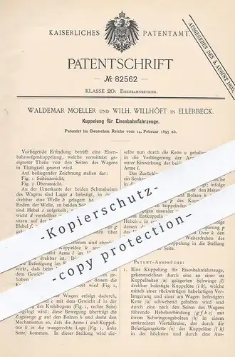 original Patent - Waldemar Moeller , Wilh. Willhöft , Ellerbeck / Hamburg, 1895 , Kupplung für Eisenbahnen | Eisenbahn !
