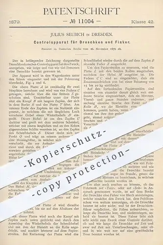 original Patent - Julius Seubich , Dresden , 1879 , Taxameter für Droschken u. Fiaker | Taxe , Taxi , Kutsche , Taxen !