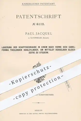 original Patent - Paul Jacquel , Natzweiler , Elsass , 1878 , Lagerung der Schiffsschraube | Schiffbau , Schiff , Boot !