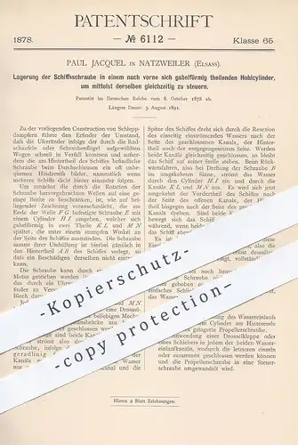 original Patent - Paul Jacquel , Natzweiler , Elsass , 1878 , Lagerung der Schiffsschraube | Schiffbau , Schiff , Boot !
