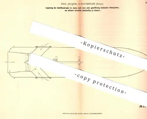 original Patent - Paul Jacquel , Natzweiler , Elsass , 1878 , Lagerung der Schiffsschraube | Schiffbau , Schiff , Boot !