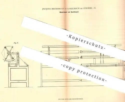 original Patent - Jacques Biedermann , Logelbach / Colmar / Elsass , 1880 , Garnhaspel | Garn - Haspel | Spinnerei !!