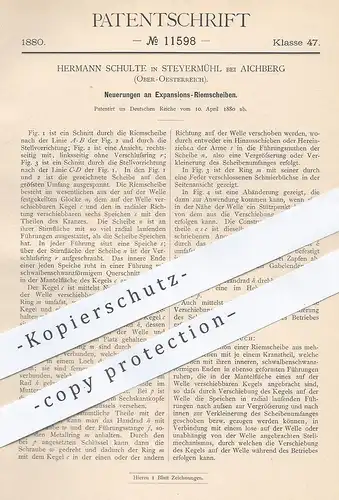 original Patent - Hermann Schulte , Steyermühl / Aichberg , Österreich , 1880 , Expansions - Riemscheiben | Motor