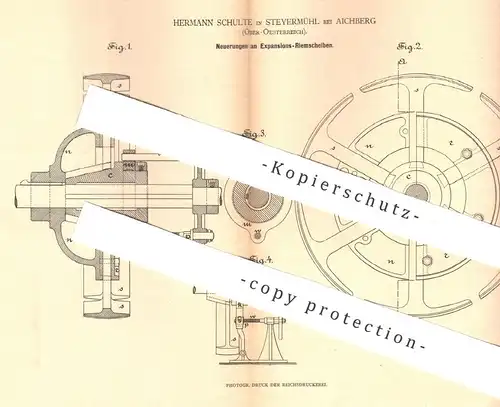 original Patent - Hermann Schulte , Steyermühl / Aichberg , Österreich , 1880 , Expansions - Riemscheiben | Motor
