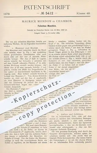 original Patent - Maurice Mondon , Chambon , 1889 , Feilenhau - Maschine | Hammer , Meißel , Feile | Metall , Schlosser