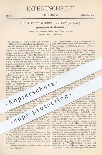 original Patent - H. Chr. Klett & Söhne , Zella / Mehlis , St. Blash , Gewehrschloss für Hinterlader - Gewehr | Waffen !