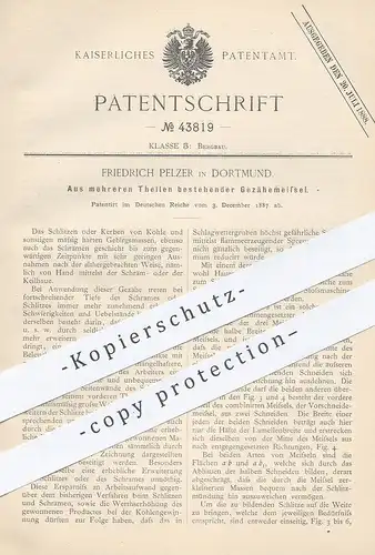 original Patent - Friedrich Pelzer , Dortmund , 1887 , Gezähemeißel | Meißel , Kohle , Kohleabbau , Bergbau !!!