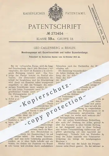 original Patent - Leo Callenberg , Berlin , 1913 , Membranpumpe mit Exzenterantrieb | Membran - Pumpe , Pumpen