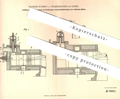 original Patent - Wilhelm Schmidt , Wilhelmshöhe / Kassel , 1893 , Kraftmaschine | Dampfmaschine , Motor , Motoren !!!