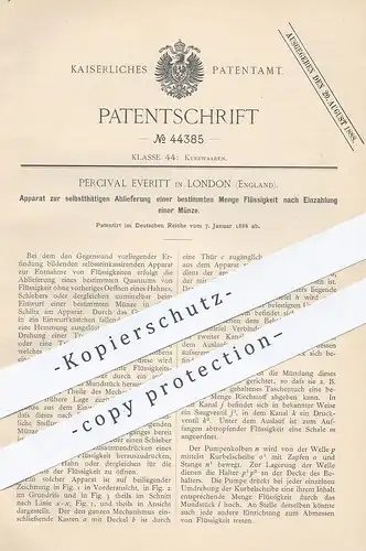 original Patent - Percival Everitt , London , England , 1888 , Getränke - Automat mit Münzeinwurf | Kasse !!!