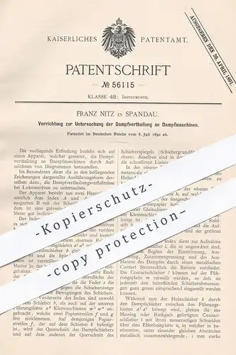 original Patent - Franz Nitz , Berlin / Spandau , 1890 , Dampfverteilung an Dampfmaschinen | Dampfmaschine | Motor !!!