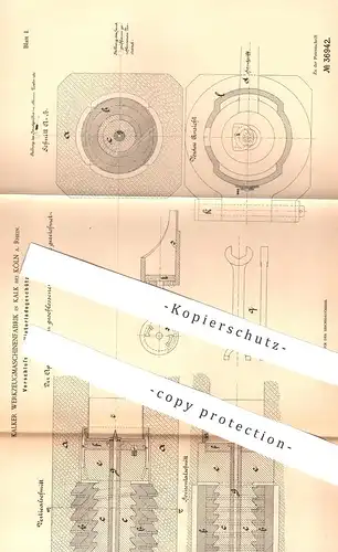 original Patent - Kalker Werkzeugmaschinenfabrik , Köln / Kalk , 1886 , Verschluss für Hinterladegeschütz | Gewehr !!