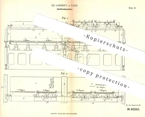 original Patent - Ed. Lambert , Paris , Frankreich , 1892 , Buntdruckmaschine | Buntdruck , Druck , Drucker , Druckerei