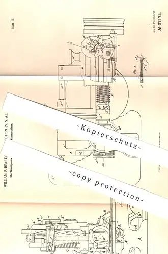 original Patent - William F. Beardslee , Boston , USA , 1885 , Oberfadenspannvorrichtung für Nähmaschinen | Nähmaschine