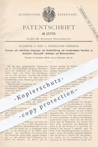 original Patent - Malmedie & Hiby , Düsseldorf / Oberbilk  1882 , Exzenter für Drahtstift-, Sohlnägel- u. Nietenmaschine