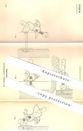 original Patent - H. H. Schou , Kopenhagen , Dänemark , 1888 , Türhemmvorrichtung | Tür , Türen , Türschloss , Schlosser