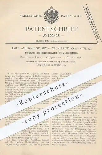 original Patent - Elmer Ambrose Sperry , Cleveland , Ohio USA , 1897 , Schaltungs- u. Regelungssystem für Elektromotor