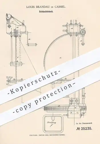 original Patent - Louis Brandau , Kassel , 1883 , Schlachtstock | Schlachten , Schlachter , Fleischer , Fleisch , Tier