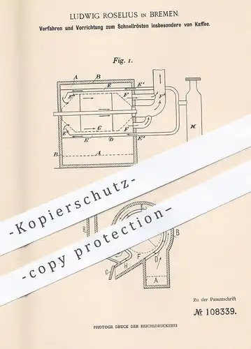 original Patent - Ludwig Roselius , Bremen , 1899 , Schnellrösten von Kaffee | Kaffebohnen rösten | Cafe , Röstung !!