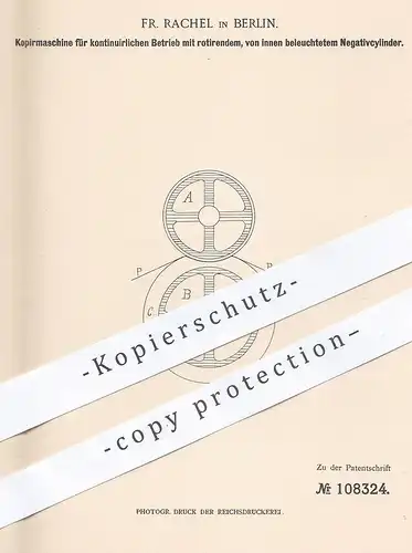 original Patent - Fr. Rachel , Berlin , 1898 , Kopiermaschine | Kopieren , Fotografie , Foto , Fotograf , Photography !