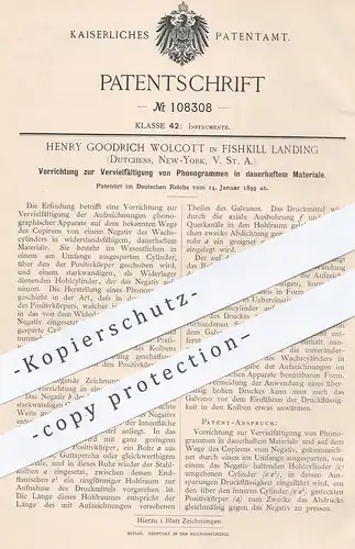 original Patent - Henry Goodrich Wolcott , Fishkill Landing , New York , USA , 1899 , Kopieren von Phonogramm Aufnahmen
