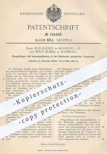 original Patent - Rud. Kayser , Harburg | Willy Dudek , Hamburg , 1906 , Fliegenfänger | Insekten Fänger | Fliegen Falle