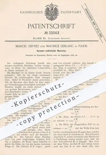 original Patent - Marcel Deprez , Maurice Leblanc , Paris , 1884 , Dynamo - elektrische Maschine | Motor für Lokomotive