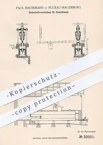 original Patent - Paul Haussmann , Magdeburg / Buckau , 1884 , Regulierung am Dampfkessel | Kessel | Dampfmaschine !