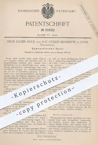 original Patent - Regis Lucien Poux , Luc Guillet Brosette , Lyon , Frankreich , 1886 , Gymnastik - Spiel | Sport !!