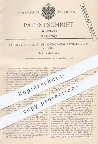 original Patent - Döhlert Druckluft - Feuerungs GmbH , Köln , 1900 , Hohlrostanlage | Feuerung , Rost , Ofen , Heizung